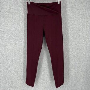 Athleta Elation Crossover Rib 7/8 Tight Size S Maroon Plum Purple Athletic Gym